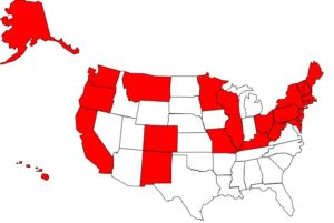 USA Map - Closed Shop States
